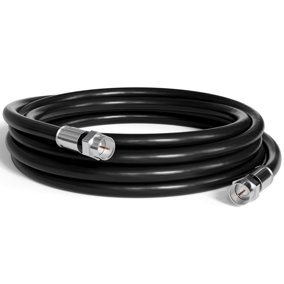 The CIMPLE CO RG6 cable 10ft for indoor/outdoor use enhances TV and internet signals.