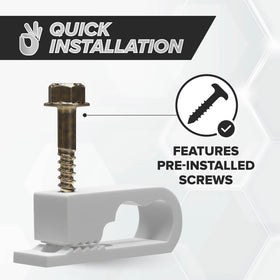 THE CIMPLE CO clip beside a coax cable showing 1/2 inch fit for correct sizing