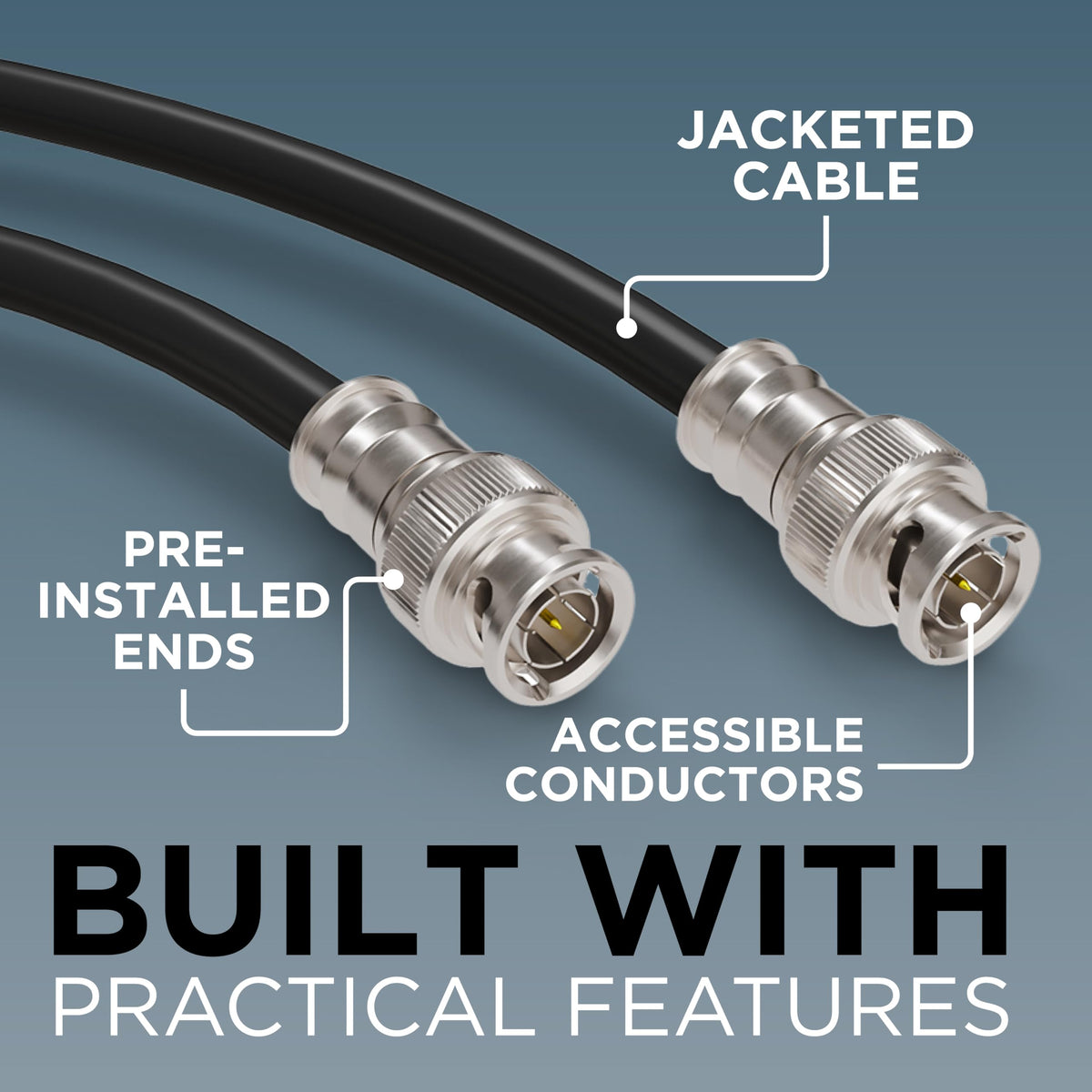 THE CIMPLE CO SDI cable 200ft 3.0 GHz sweep supports HD and SD signals.