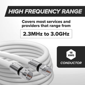 The cable is swept to 3 GHz to maintain high-speed signals across frequencies.