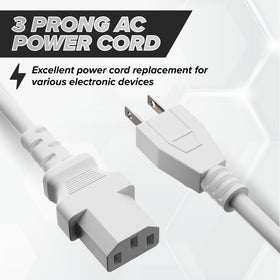 The CIMPLE CO white 6ft C13 to IEC 320 cable keeps workstation tidy.