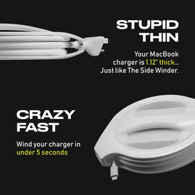 The Side Winder sizing guide view clarifies compatible MacBook charger models.