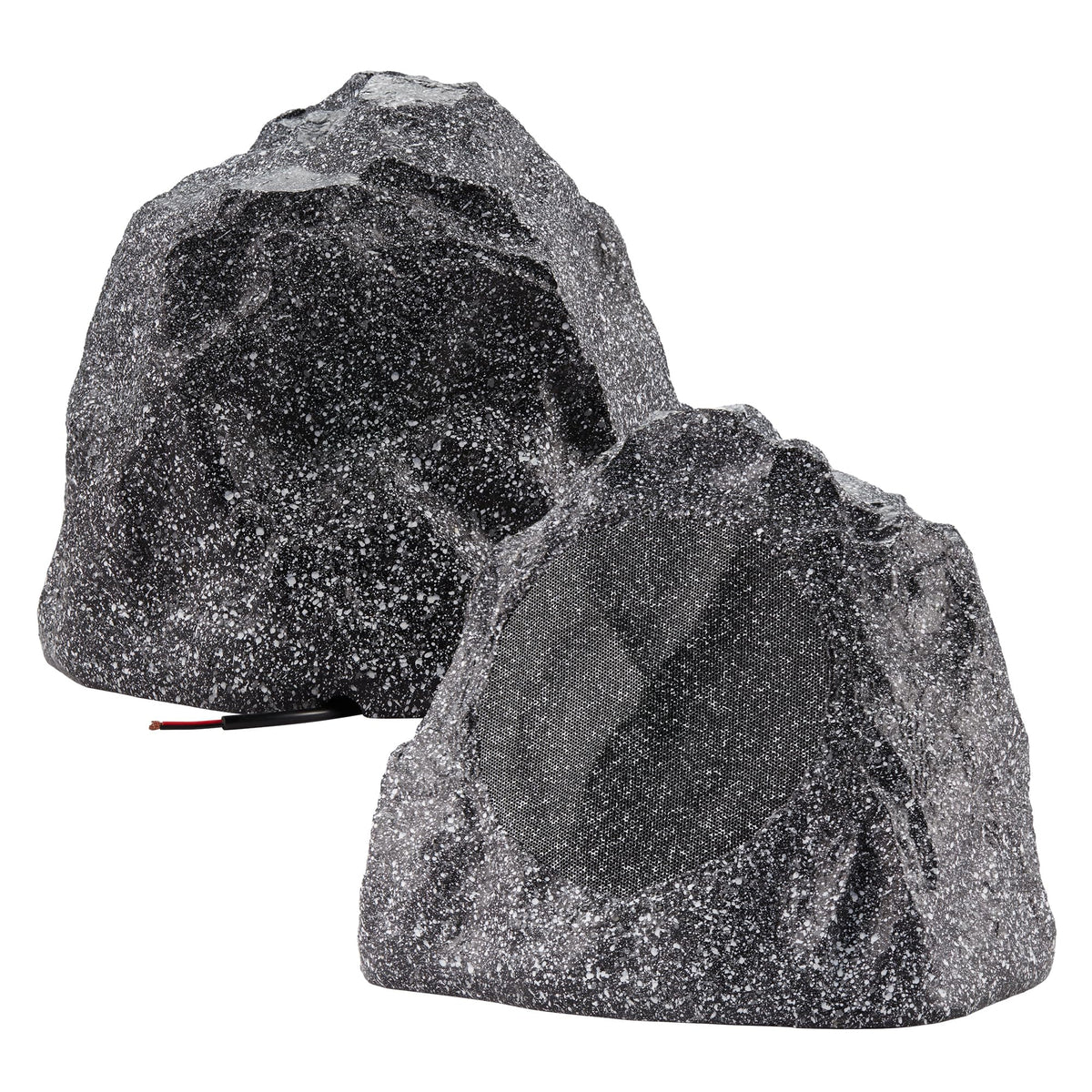 Theater Solutions 2R8G rock speakers in granite finish for outdoor ambiance