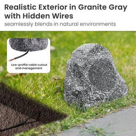 Theater Solutions 4R4G rock speaker side-angle for immersive yard audio.