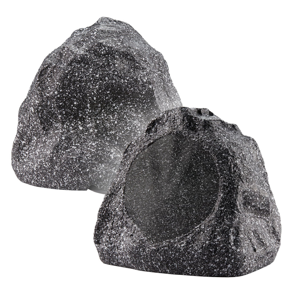 Theater Solutions outdoor granite rock speaker blends with landscape while delivering durable sound.