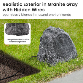 Theater Solutions rock speaker upward tilt design directs sound toward listeners outdoors.