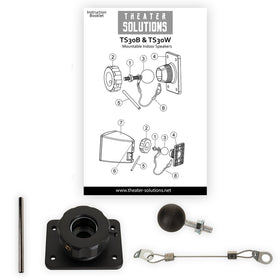 Theater Solutions TS30B rear connectors and bracket, displaying spring-loaded terminals and easy wiring