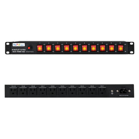 ThePoEstore 1U PDU front view with 10 outlets and surge protection