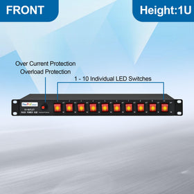 ThePoEstore 1U horizontal PDU side view showing compact rack integration.