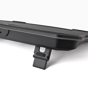 Thermaltake side profile demonstrating two-stage riser for ergonomic typing angles