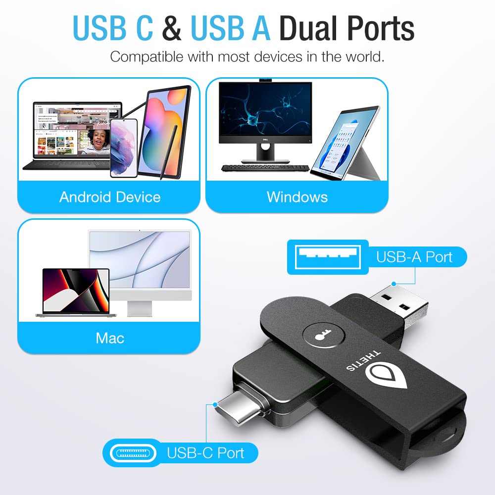 Thetis Pro close-up of dual USB-A and USB-C connectors for flexible use