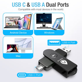 Thetis Pro close-up of dual USB-A and USB-C connectors for flexible use