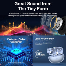 THIИKAЯ earbuds in ambient setting showing situational awareness benefit