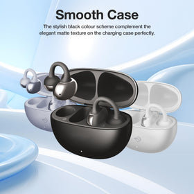 THIИKAЯ SoraClips charging case open with earbuds inside, emphasizes 31-hour battery benefit