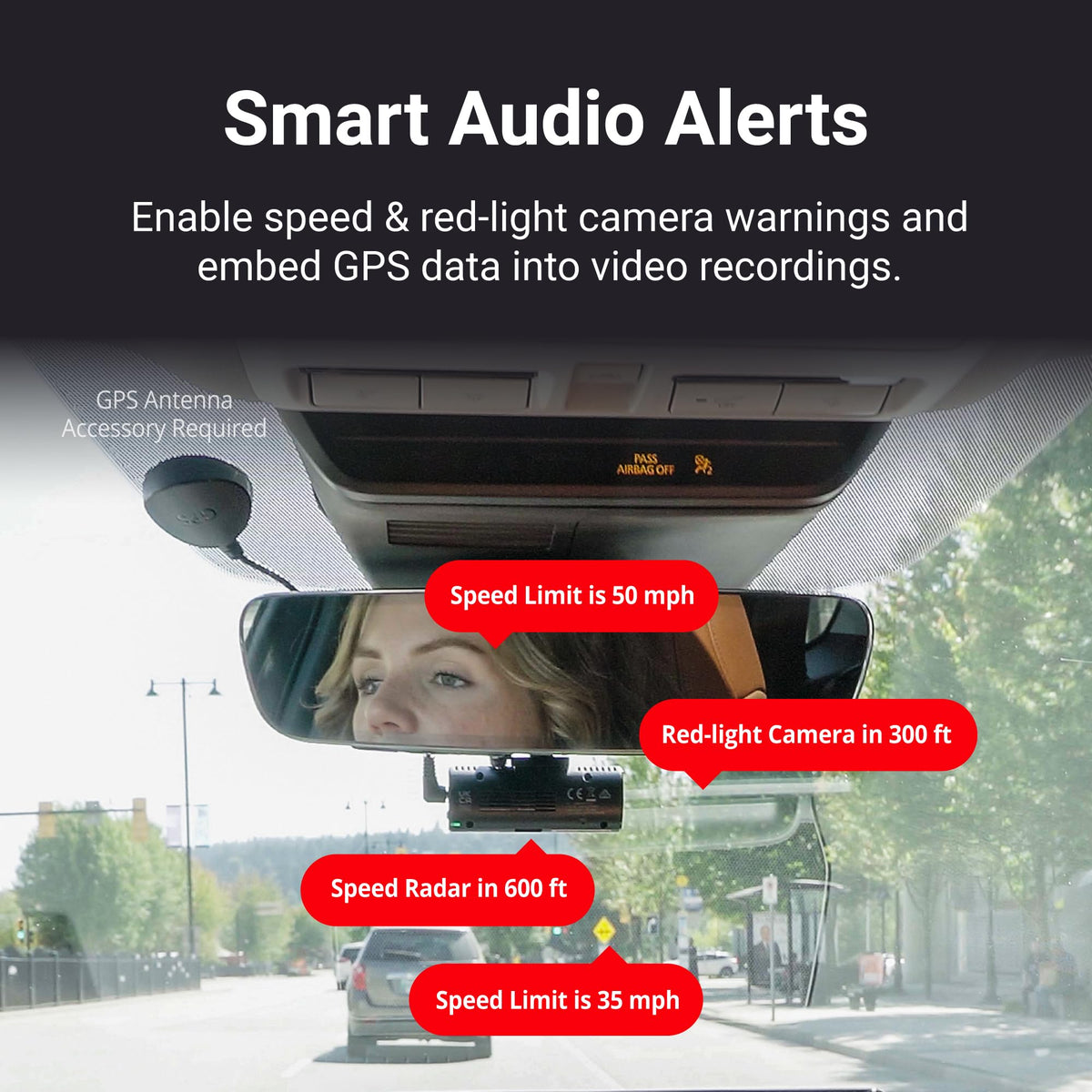Thinkware F70 PRO 3-axis G-sensor image highlights secure incident locking.