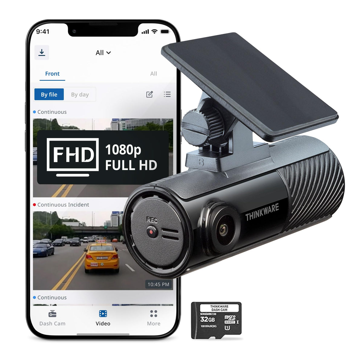 Thinkware F70 PRO front camera 1080p image captures clear plates and details on the road.
