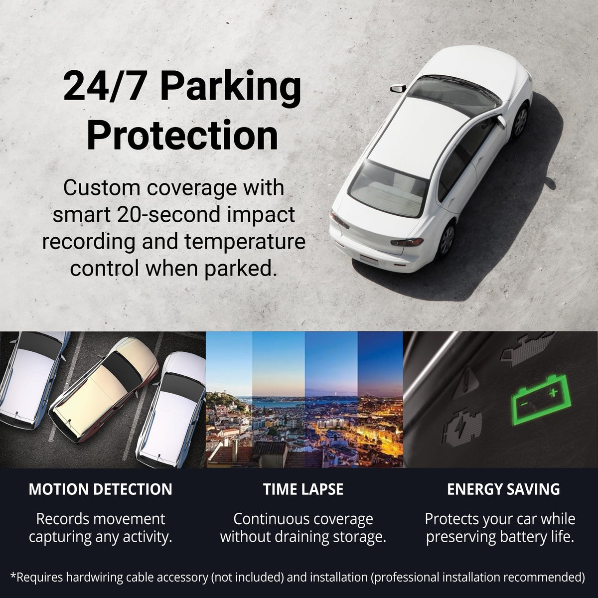 Thinkware F70 PRO thermal protection badge emphasizes durable performance in heat.