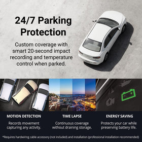 Thinkware F70 PRO thermal protection badge emphasizes durable performance in heat.