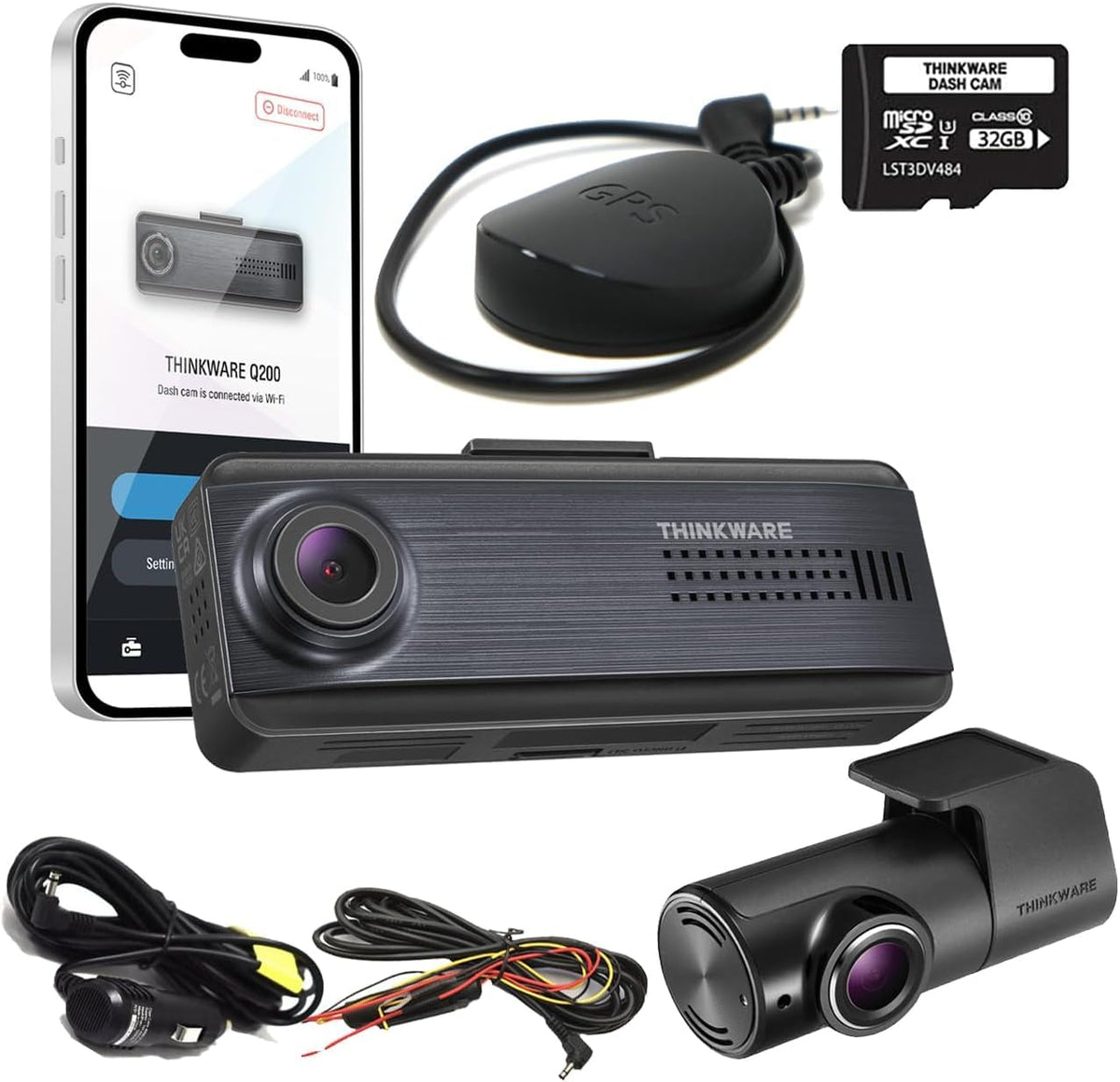 THINKWARE Q200 front camera 2K captures crisp road details for license plate clarity.