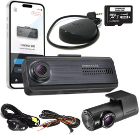 THINKWARE Q200 front camera 2K captures crisp road details for license plate clarity.