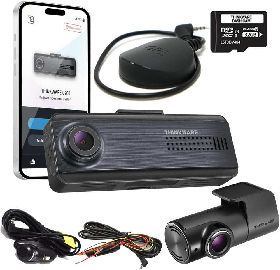 THINKWARE Q200 front camera 2K captures crisp road details for license plate clarity.