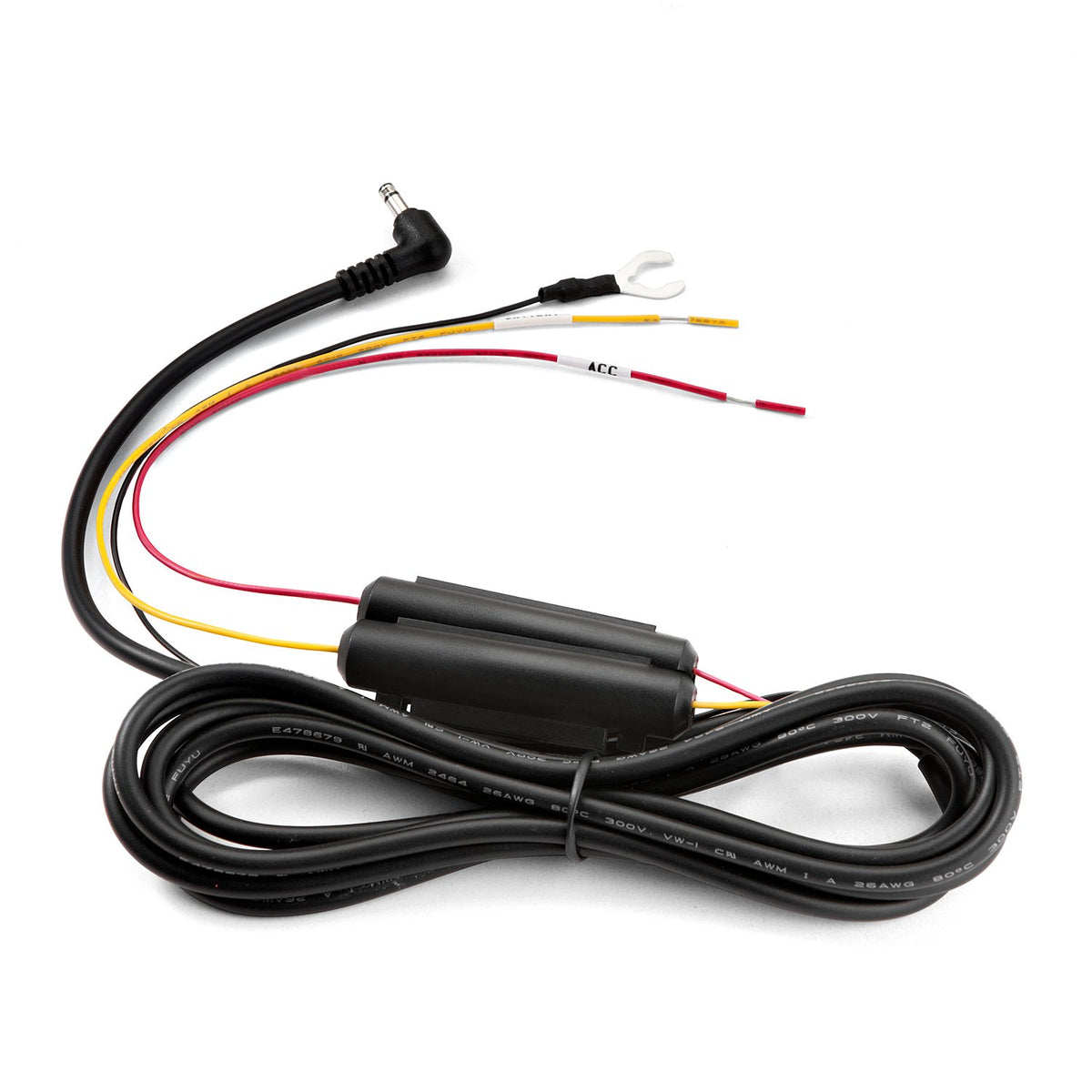 Thinkware TWA-SH hardwiring cable connected to fuse panel enables parking mode and battery protection.