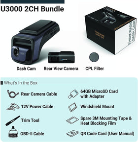 Thinkware U3000 rear camera provides complementary 4K footage for event context.