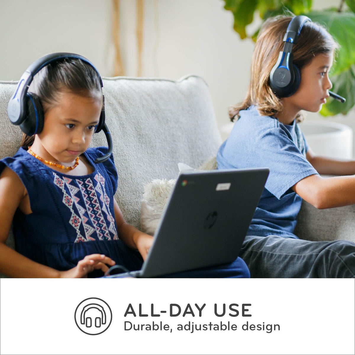 ThinkWrite headset beside laptop to show scale and practical workstation fit
