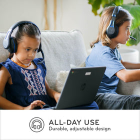 ThinkWrite headset beside laptop to show scale and practical workstation fit