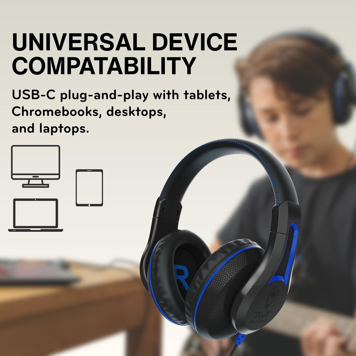 Inline volume control on ThinkWrite TWT Audio headphones for quick adjustments