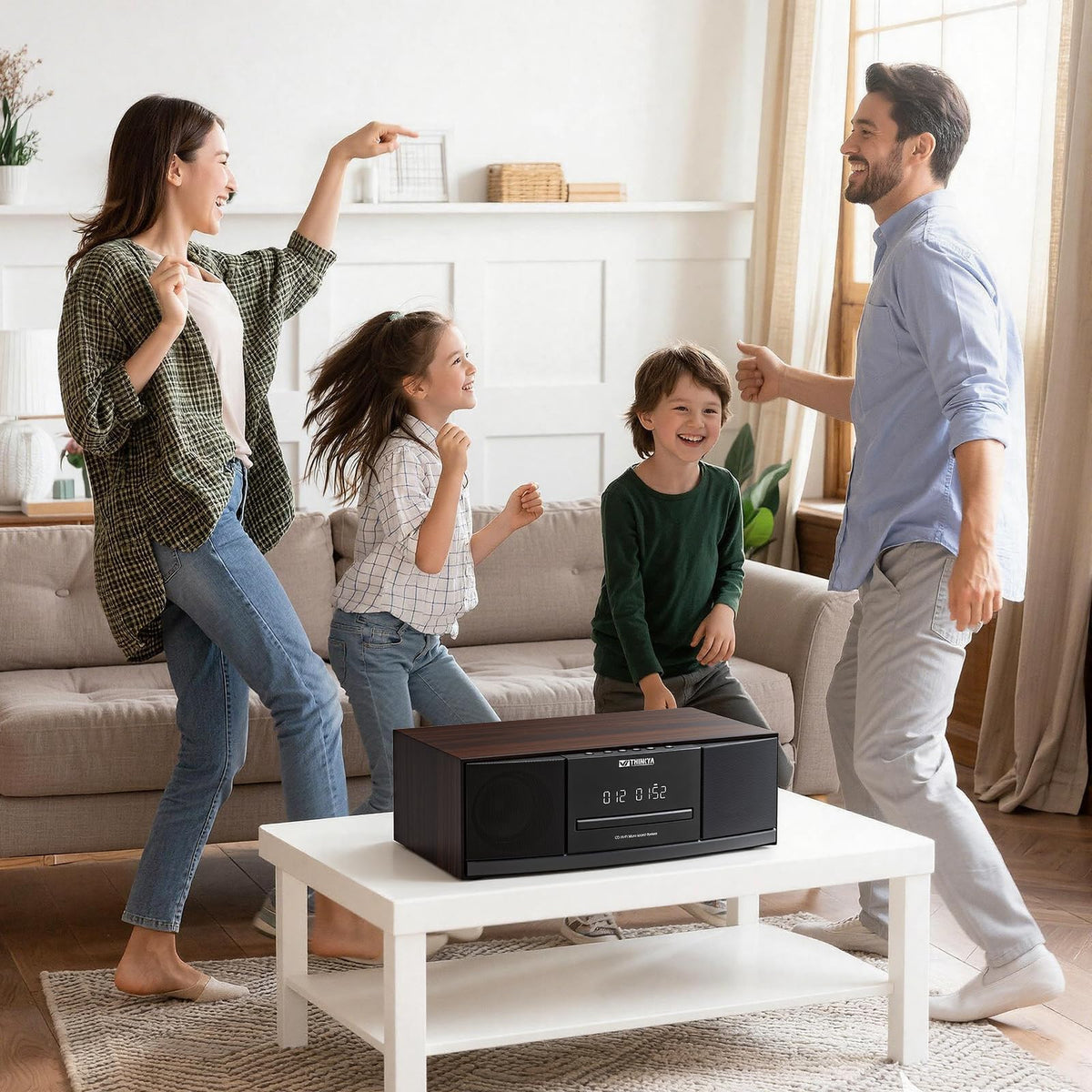 THINKYA Aux-in lets you connect legacy devices for instant playback.