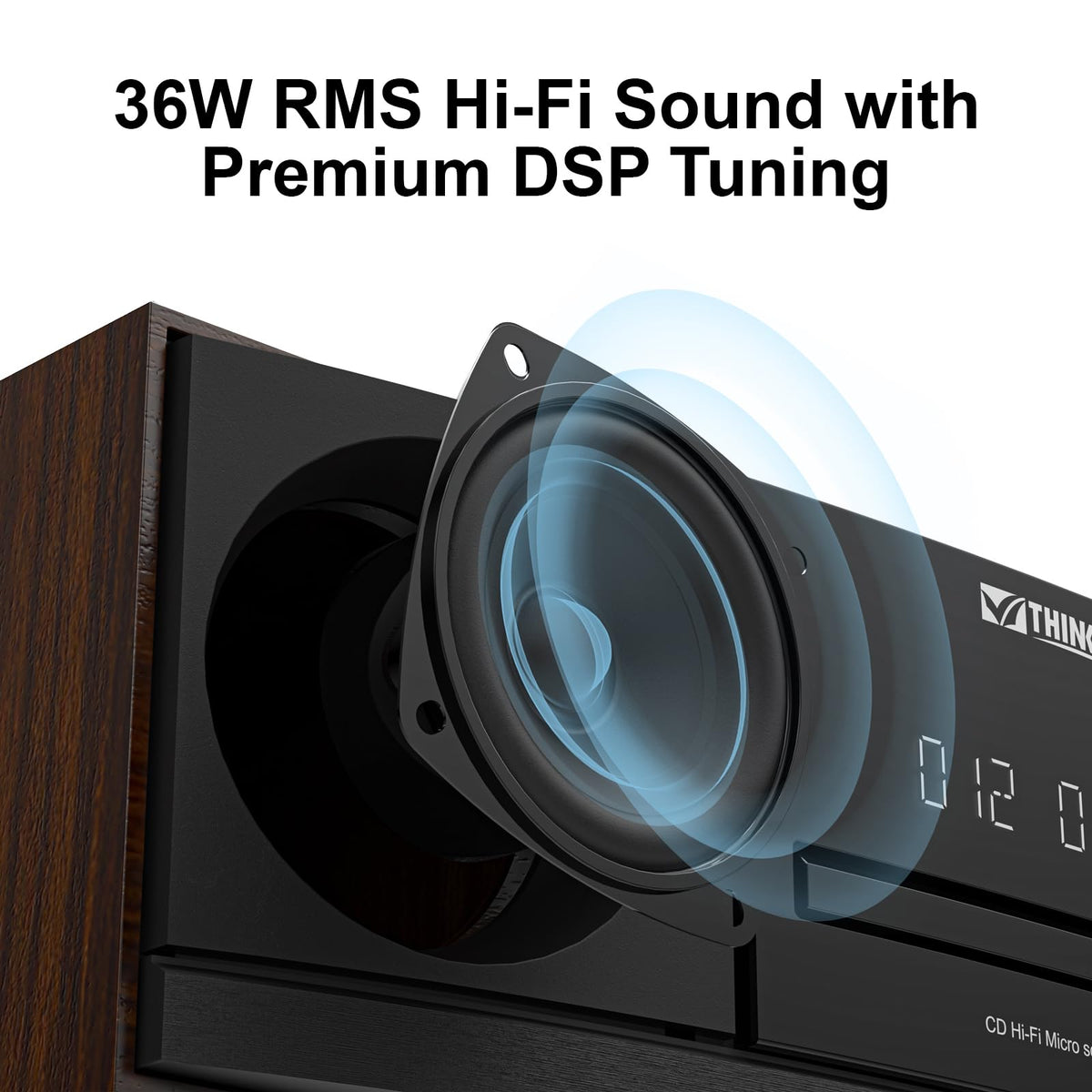 THINKYA Built-in Bluetooth and 36W total power enable rich room listening.