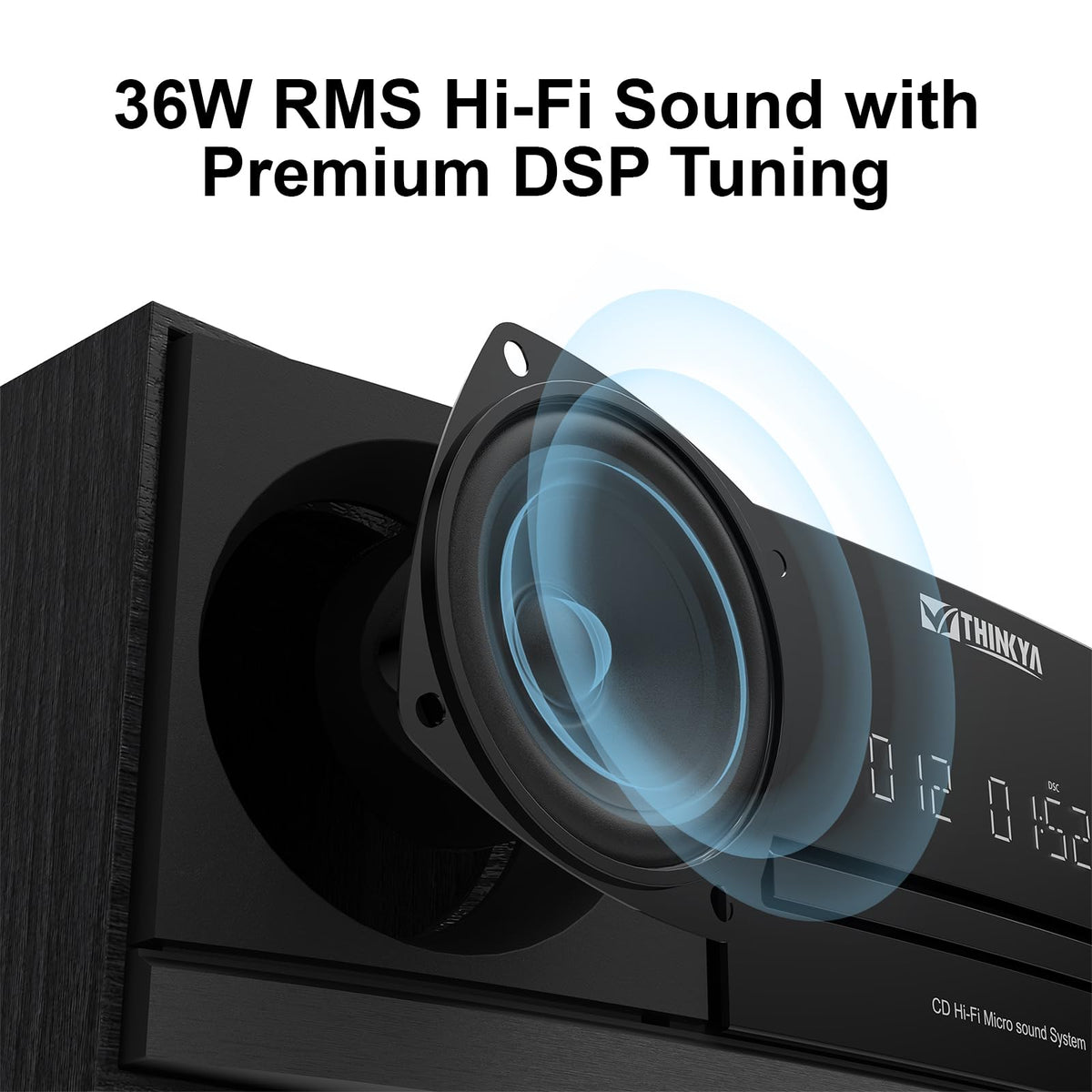 THINKYA Bluetooth streaming lets you play playlists wirelessly from compatible devices.