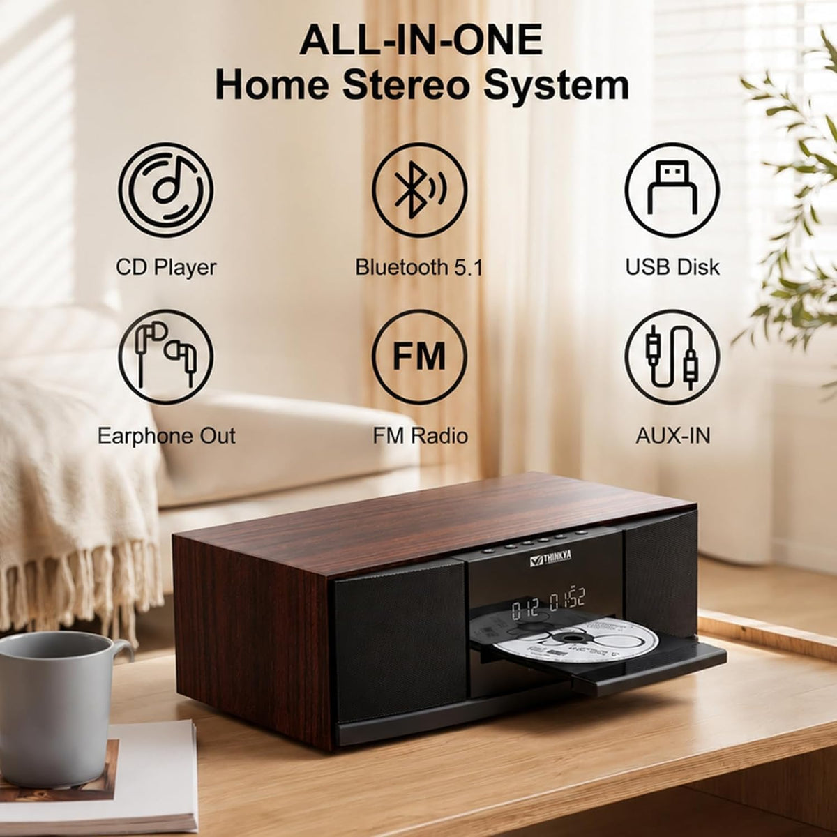 THINKYA Dual 3-inch bass speakers deliver clear, punchy lows.