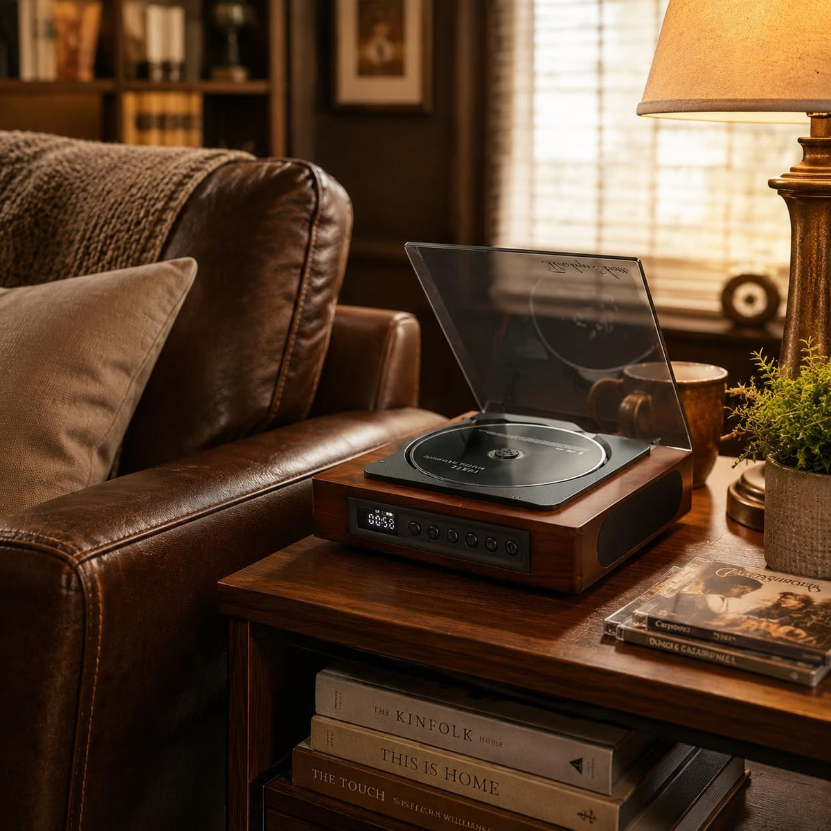 THINKYA wood-grain close-up highlighting vintage design and durable finish