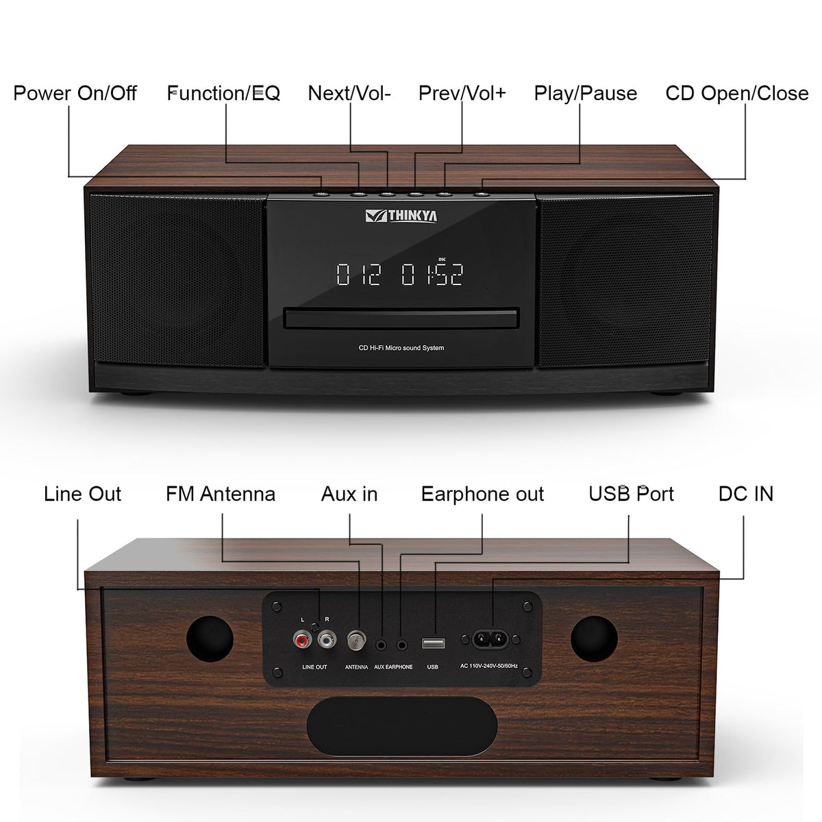 THINKYA Compact micro HiFi fits neatly in small spaces.