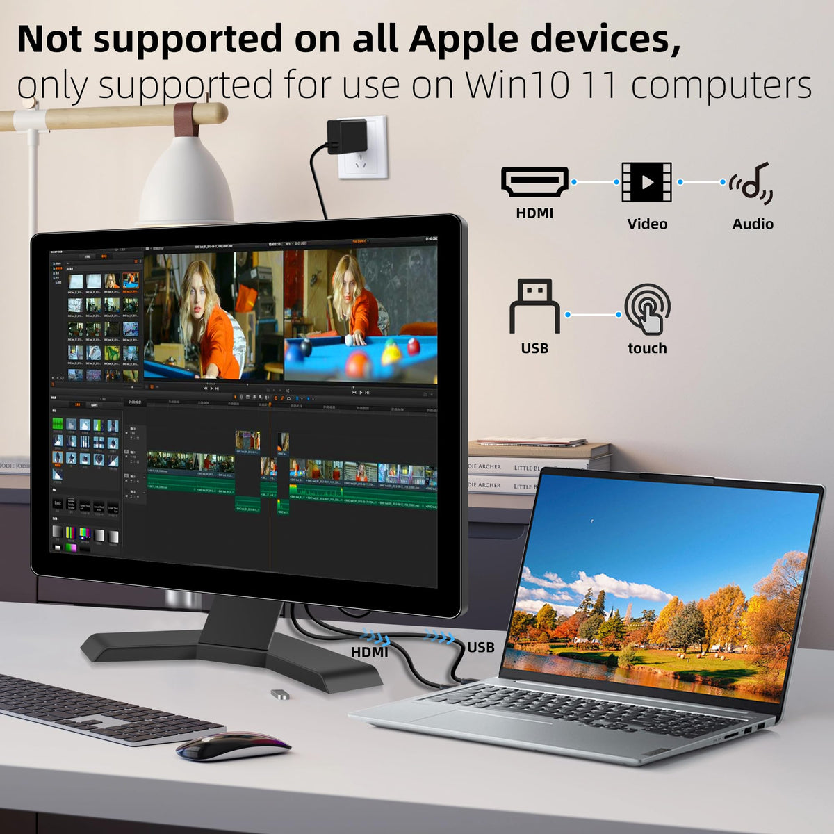 Thinlerain 17-inch monitor side ports showing versatile connectivity.