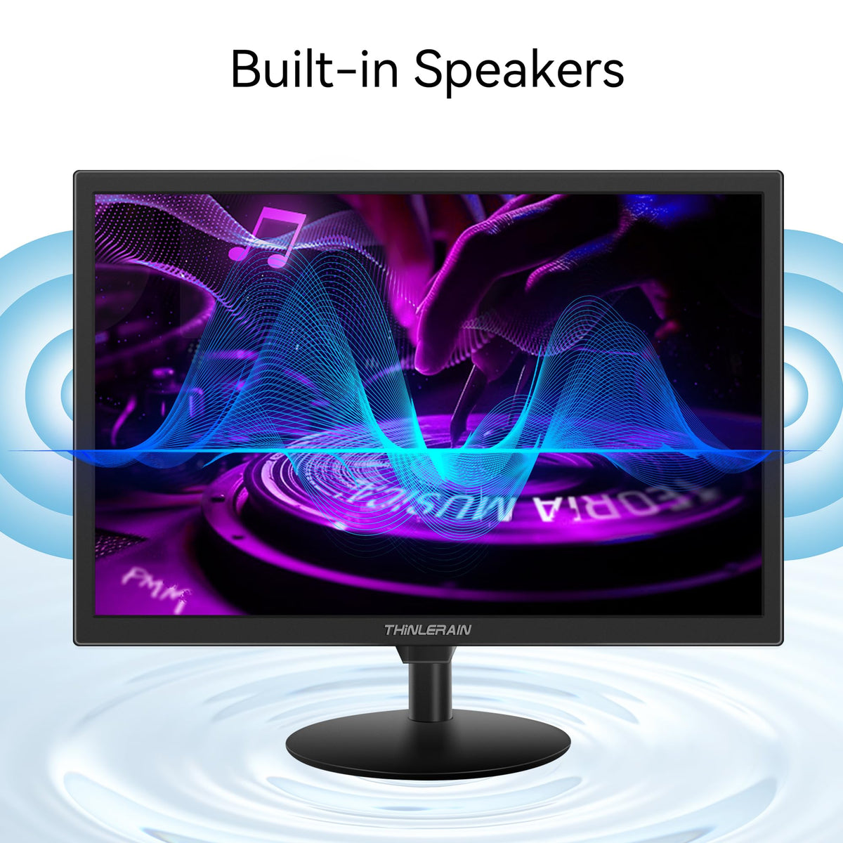 Thinlerain 19-inch monitor built-in speakers deliver clear audio for calls and media