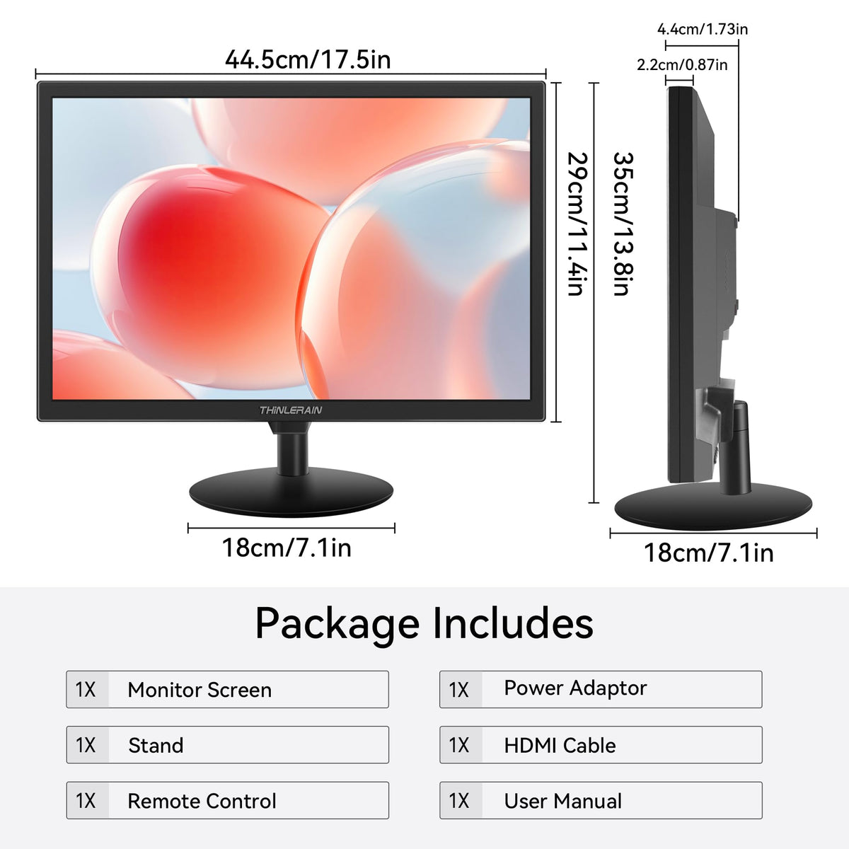 Thinlerain 19-inch monitor in office setup with multiple devices connected