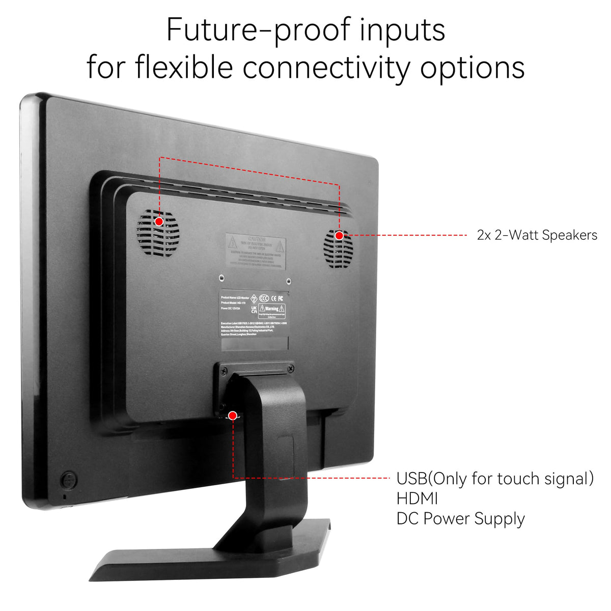 Thinlerain monitor with built-in speakers provides integrated audio for presentations.