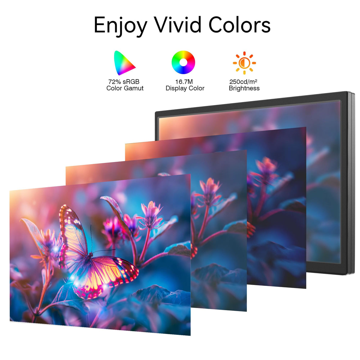 Thinlerain monitor ports with HDMI, VGA, USB for versatile connections.