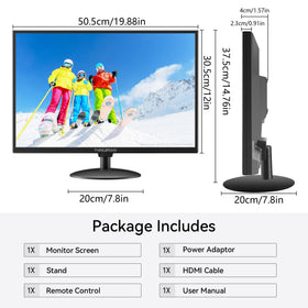 Thinlerain monitor includes remote and cables for quick setup.
