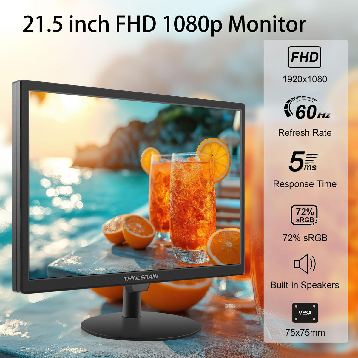 Thinlerain monitor tilt adjustment showing comfortable viewing angle on a desk.