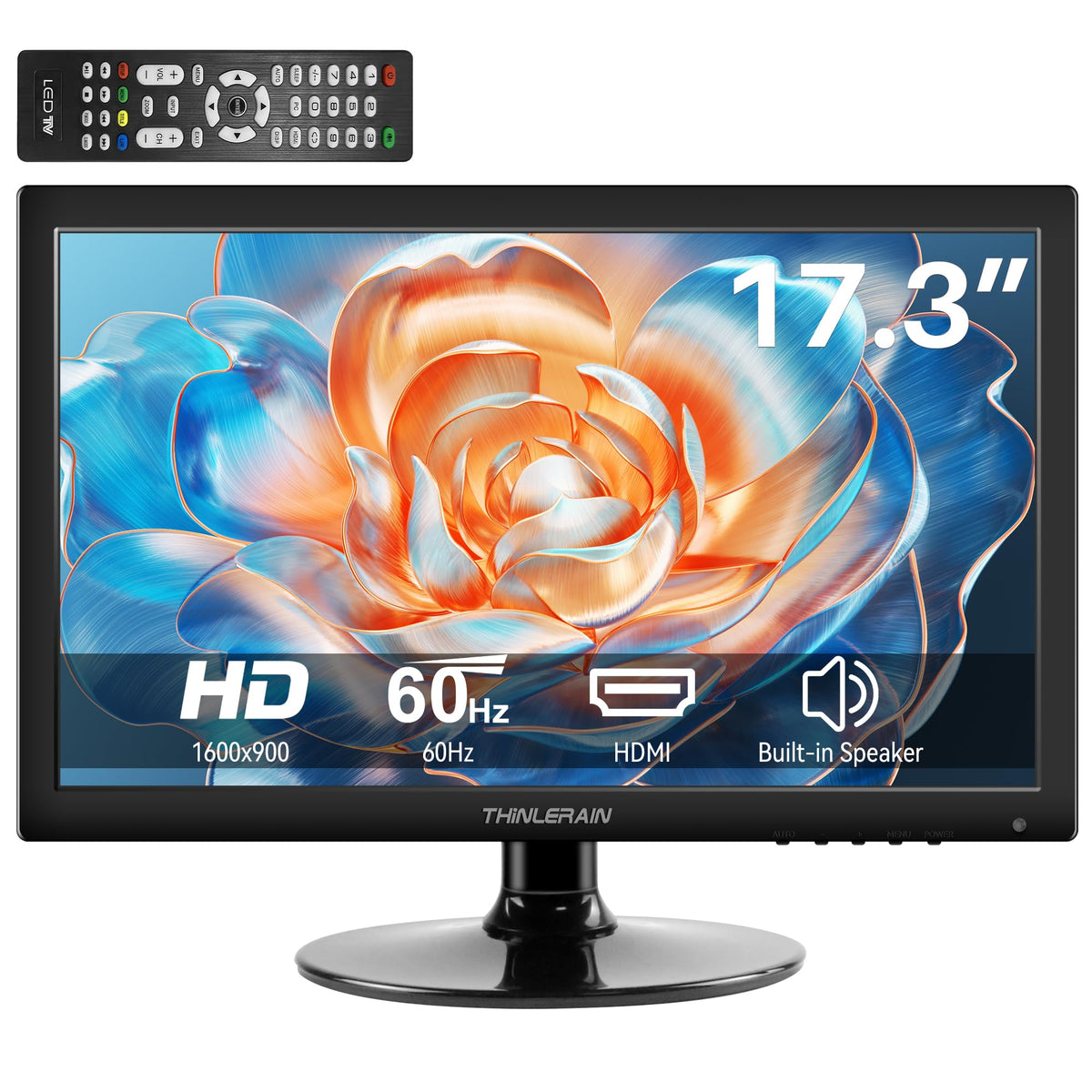 Thinlerain Thinlerian 17.3-inch monitor front view presents a crisp HD display for work and media
