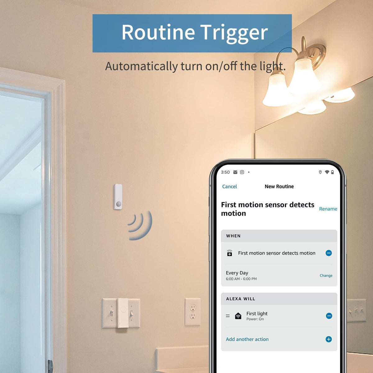 THIRDREALITY Zigbee Motion Sensor detection range highlights reliable room surveillance up to six meters.