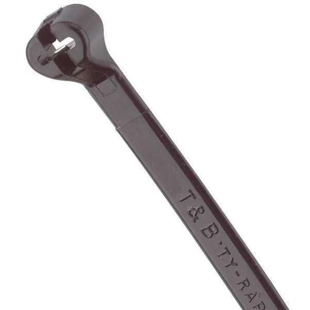 Thomas & Betts TY25MX front packaging showing 7-inch black ties and stainless-steel lock for durable bundling