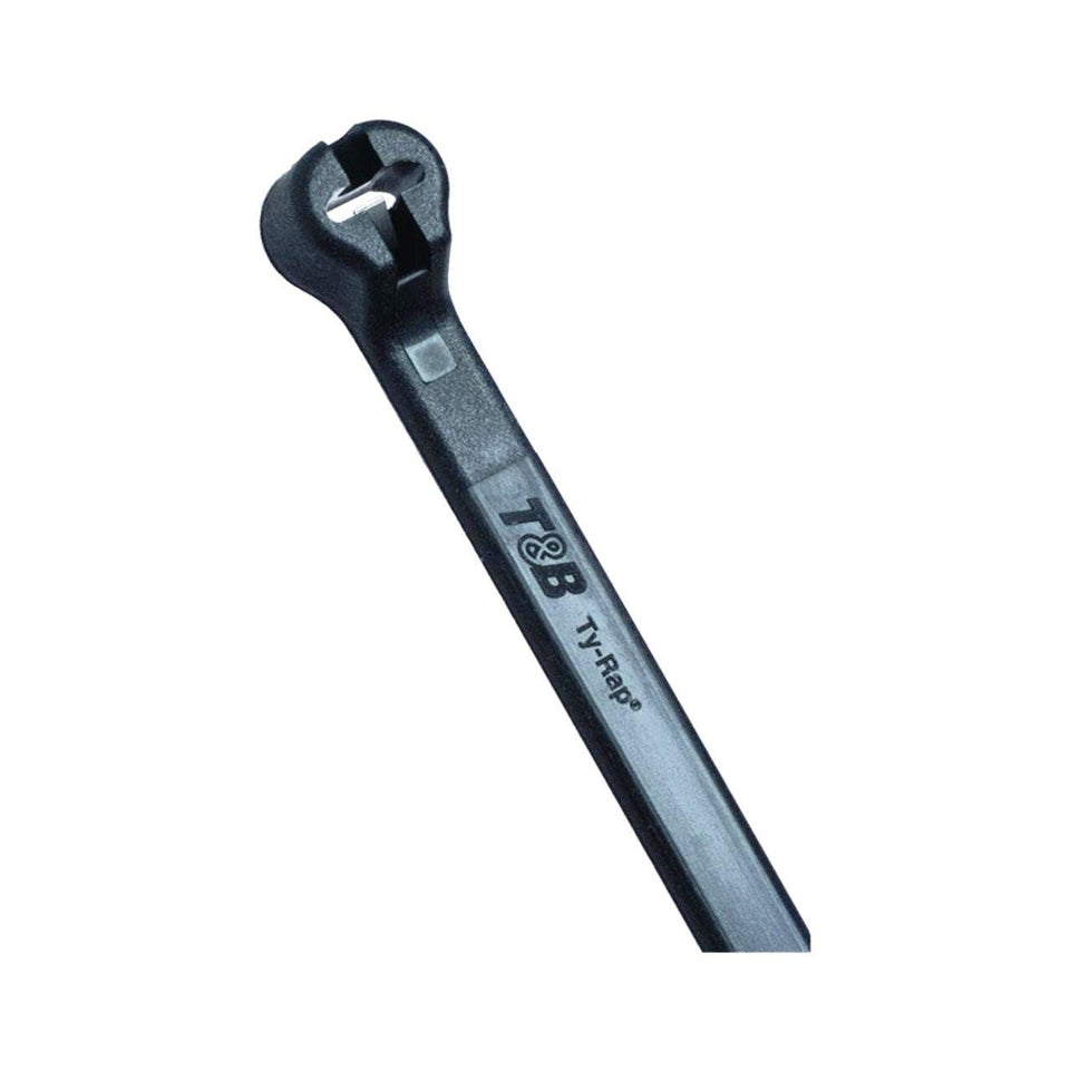 Thomas & Betts TY28MX 14-inch UV black cable tie for durable outdoor use.