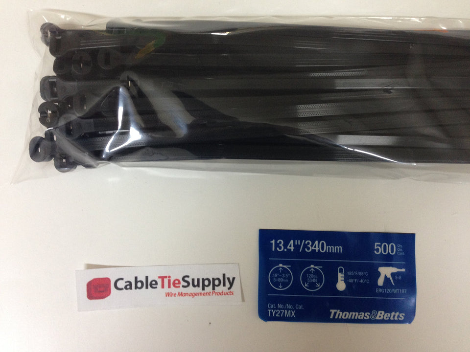 Thomas & Betts TY527MX cable tie UV-resistant black nylon for outdoor wiring bundles