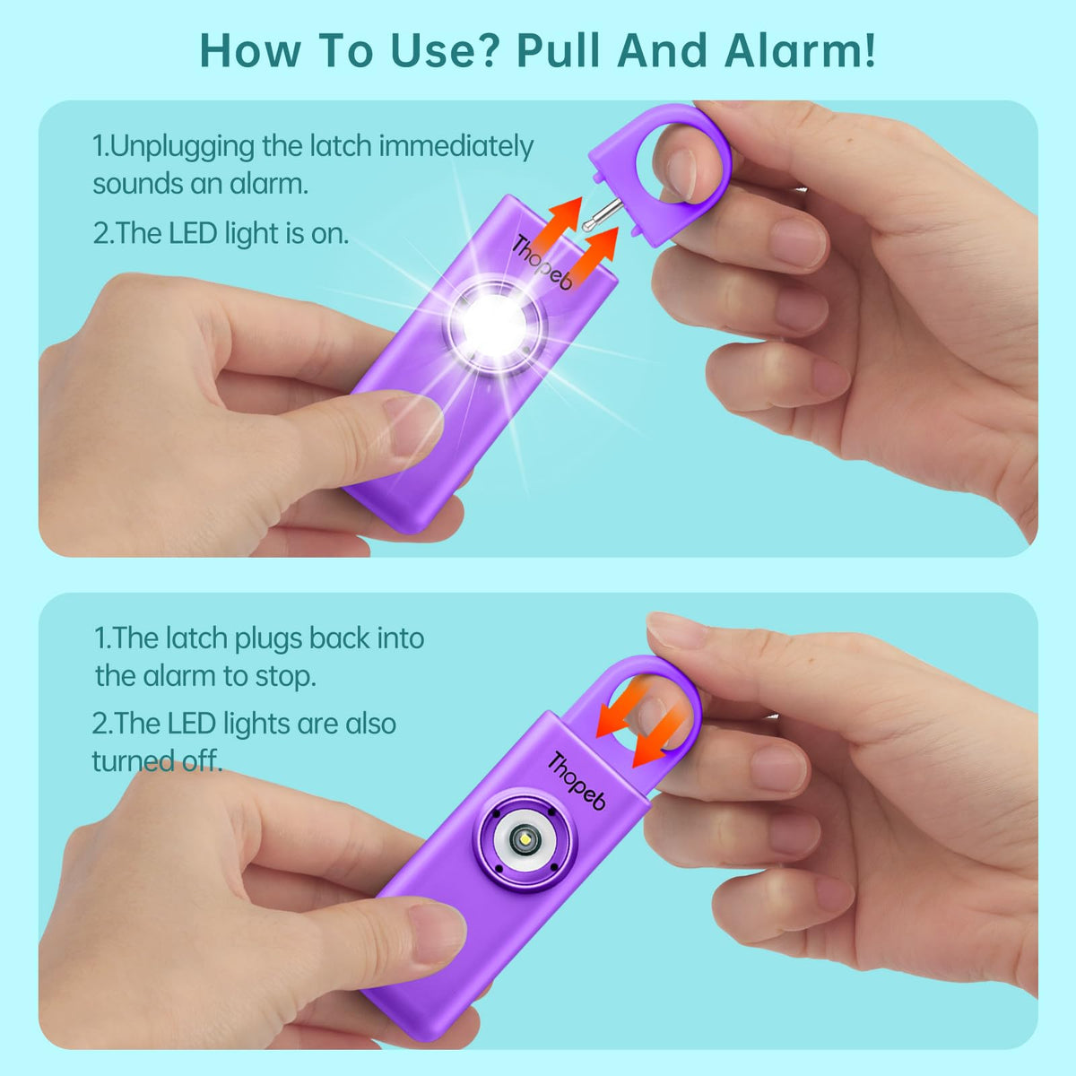 Thopeb eight-ways attachment secures to keys, bags, or belts