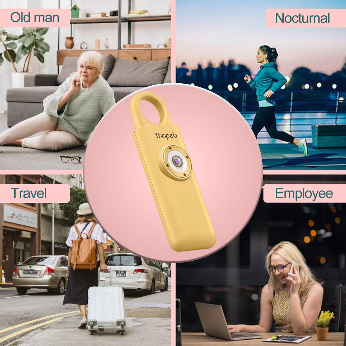Thopeb metallic gold design: stylish safety tool to carry everywhere.